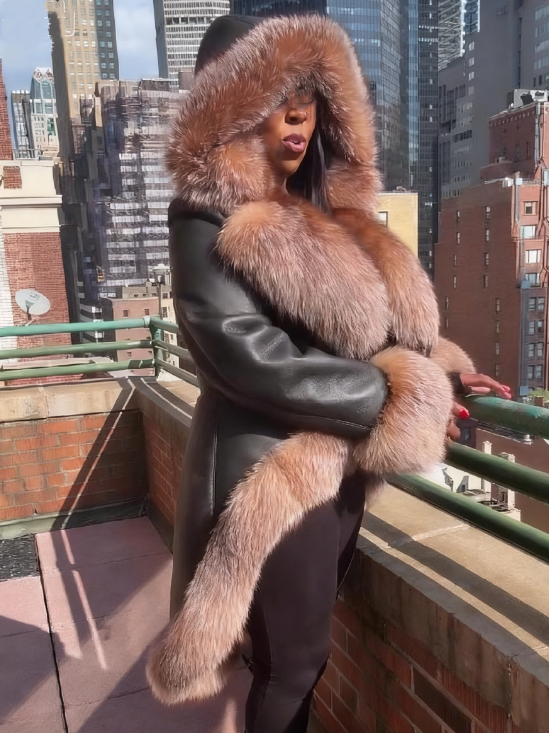 Hooded Irregular Eco-friendly Fur Coat