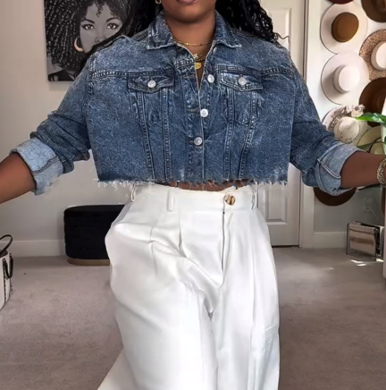 Raw Hem Crop Denim Jacket