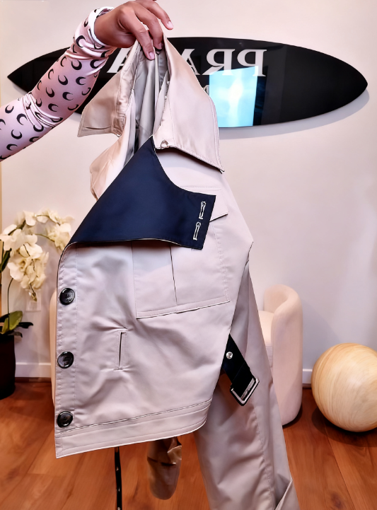 Cropped Belt Trench Jacket