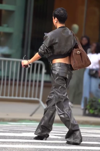 Faux Leather Jacket Wide Leg Pant Set