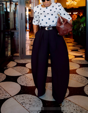 Lantern-style Wide Leg Pants