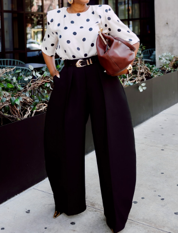 Lantern-style Wide Leg Pants