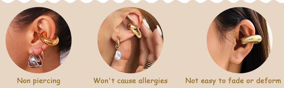 4 pcs Chunky Gold Ear Cuff Earrings