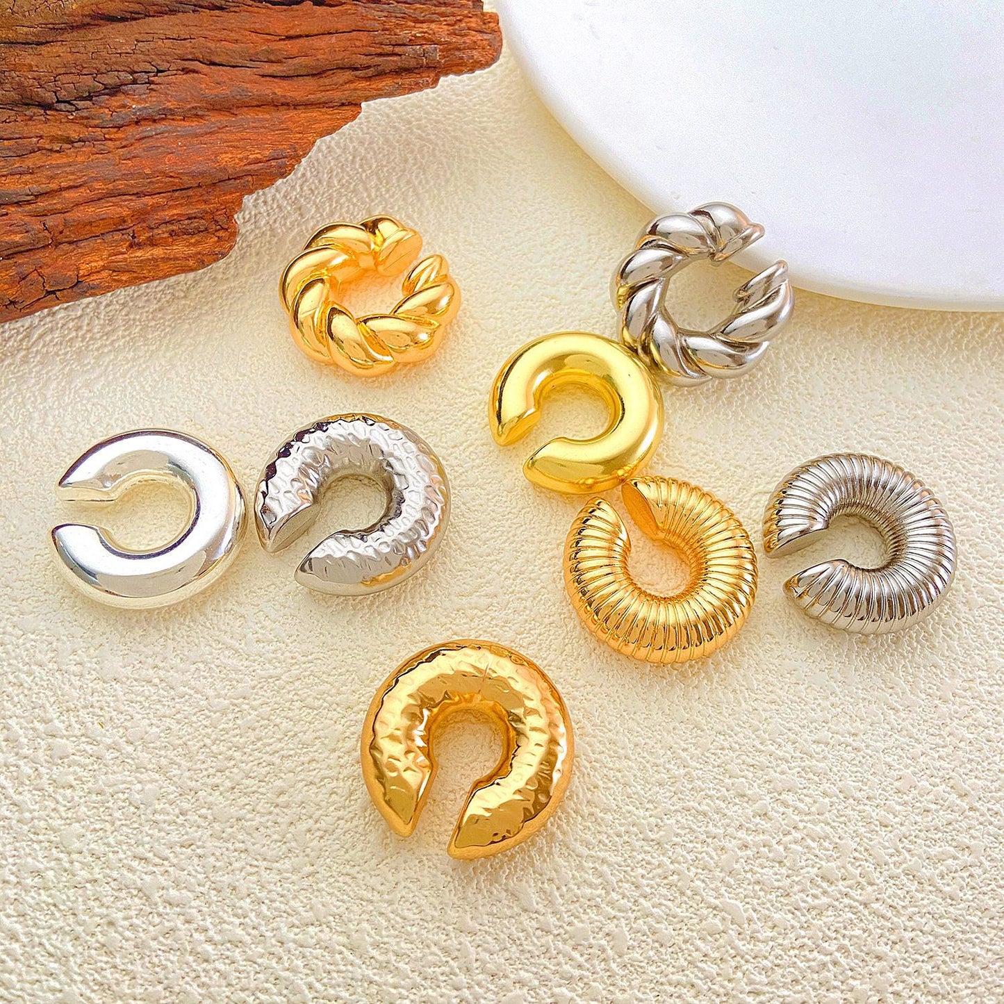 4 pcs Chunky Gold Ear Cuff Earrings