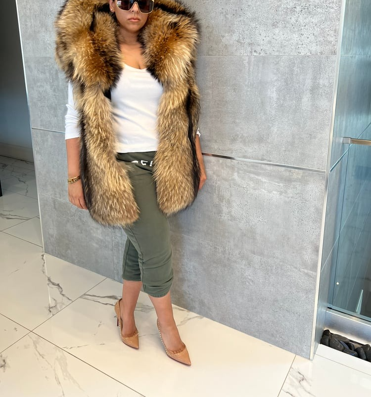 Unisex Raccoon Hooded Fur Vest
