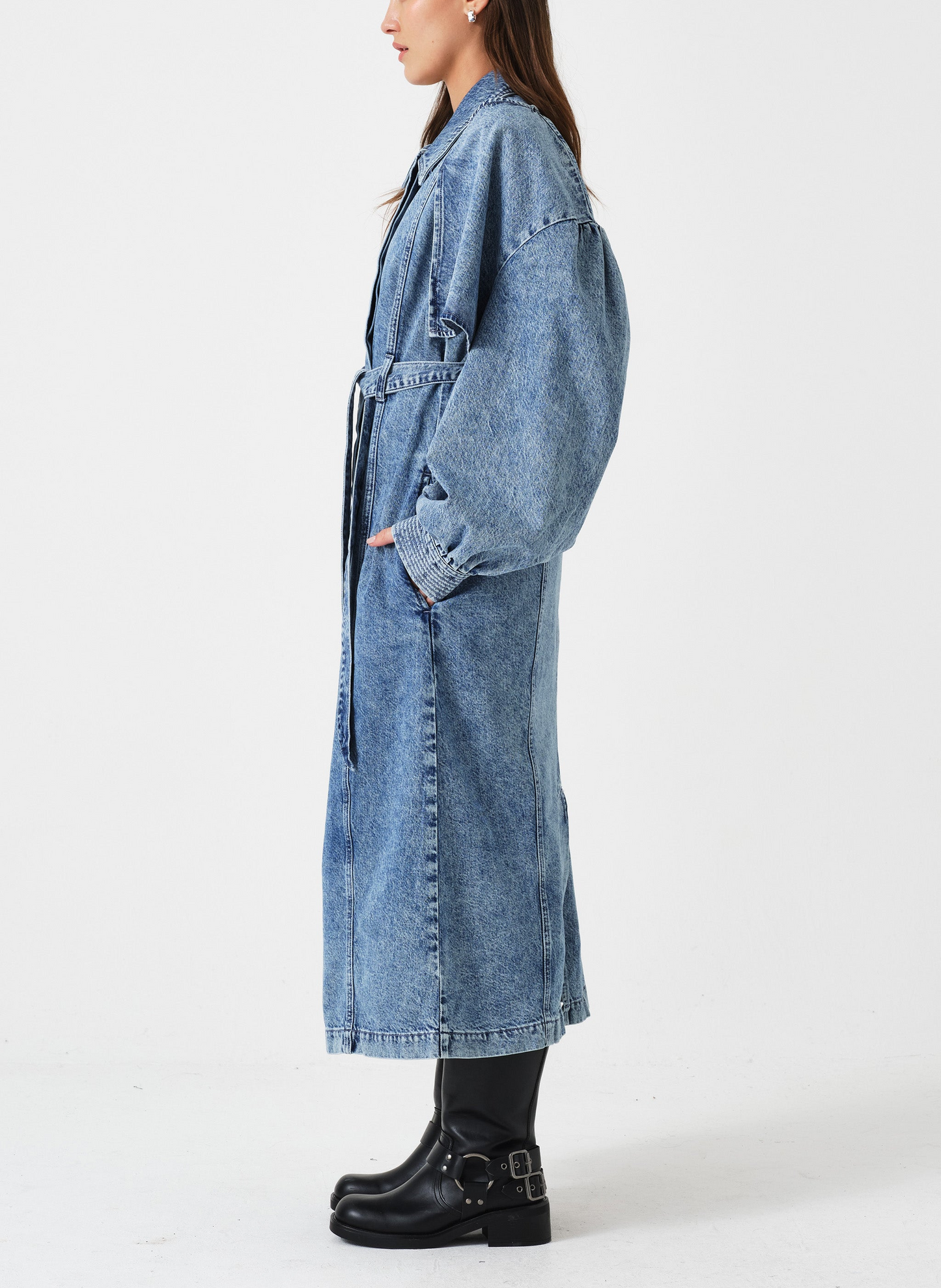 Denim Trench With Detachable Cape