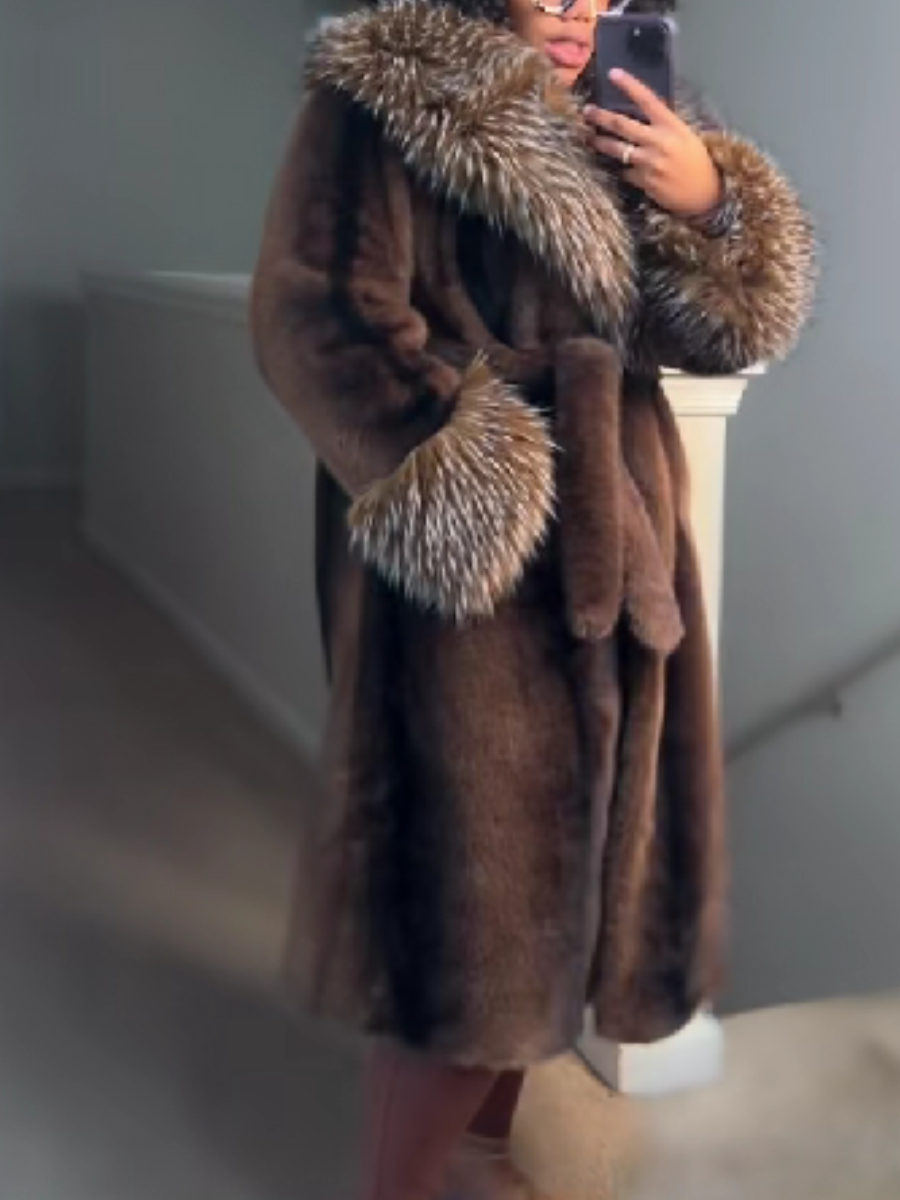 Large Plush Lapel Coat