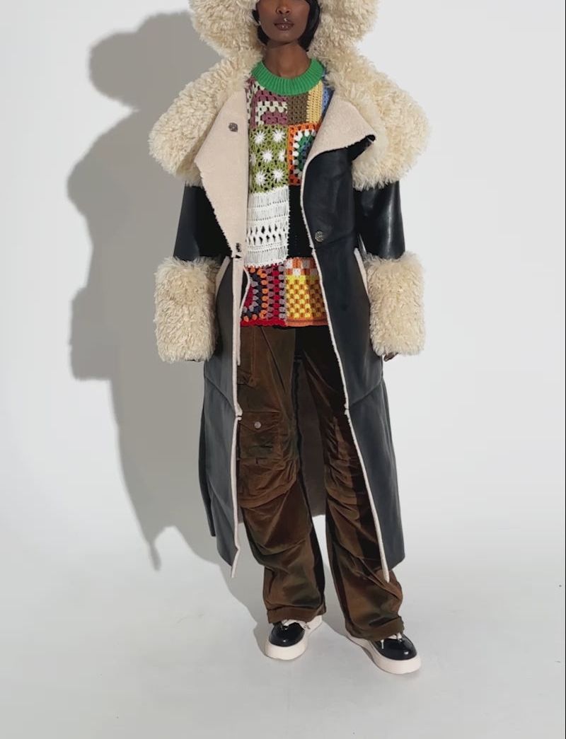 The Fluffy Sherpa Faux Leather Trench Coat