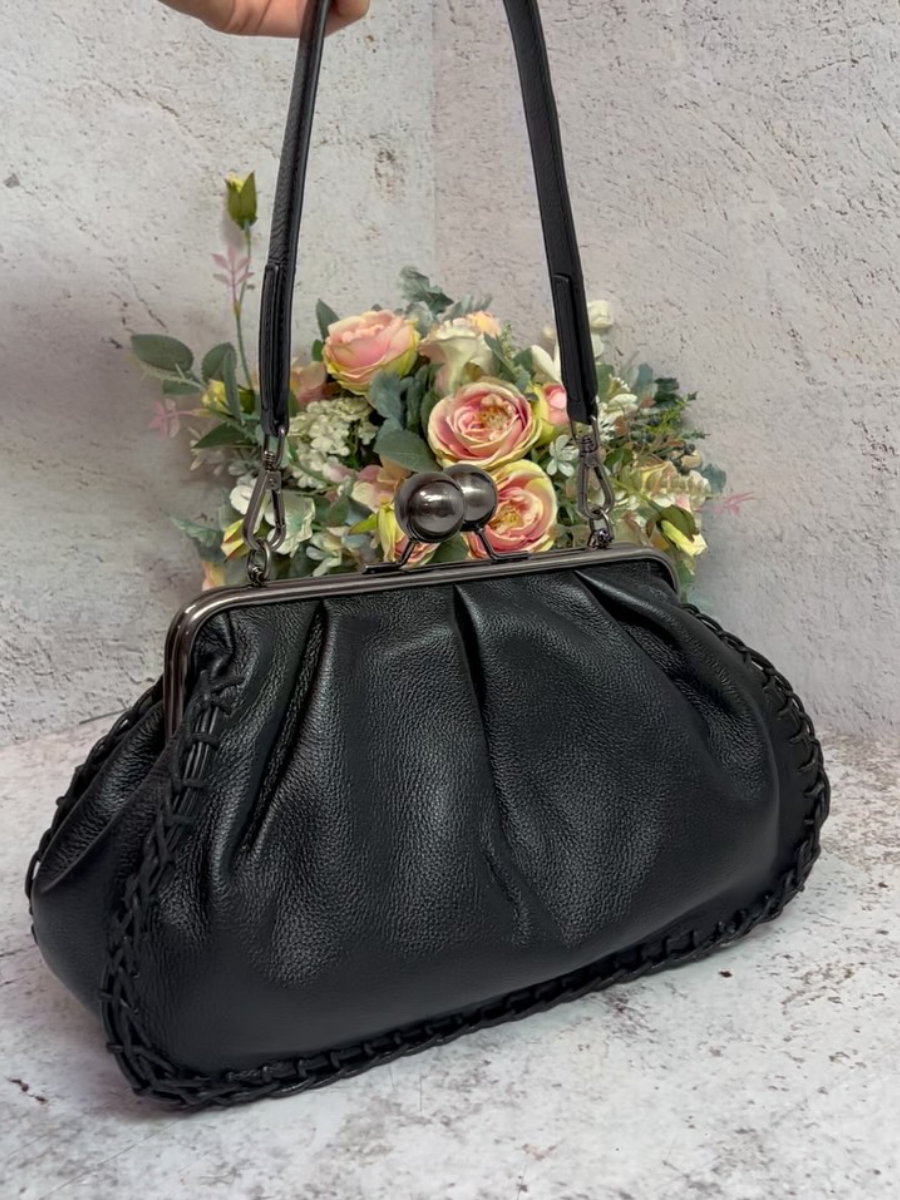 Woven Edge Leather Shoulder Bag