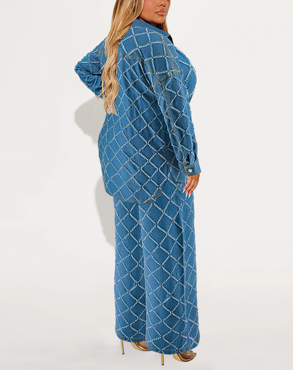 Cardigan Tassel Long-sleeved Denim Suit