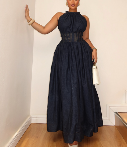 Sexy Halter-neck Denim Dress