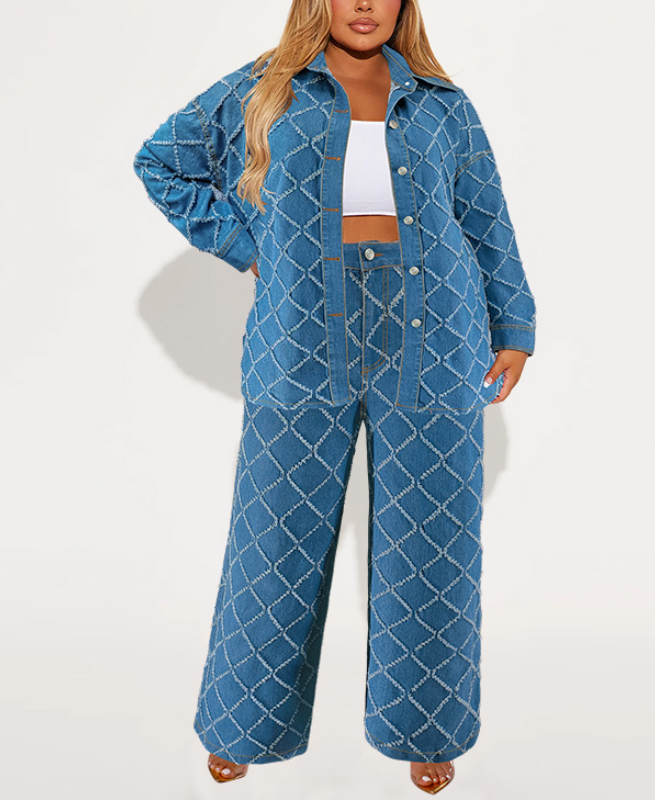 Cardigan Tassel Long-sleeved Denim Suit