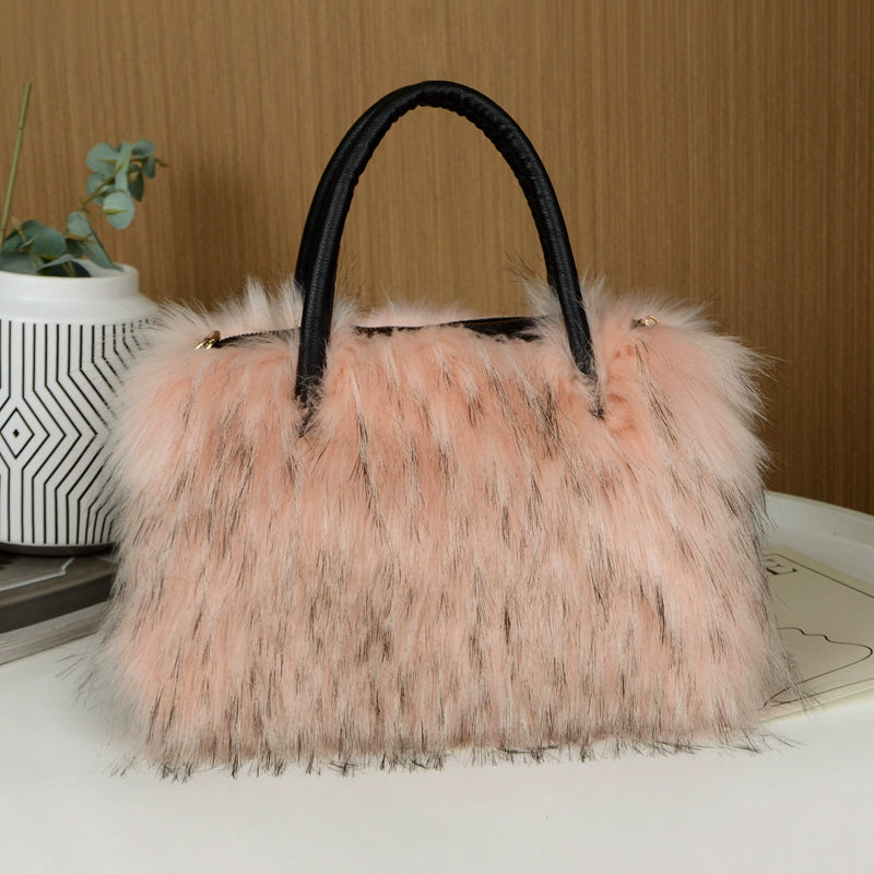 Faux Fur Tote Bag Fluffy Satchel Handbags