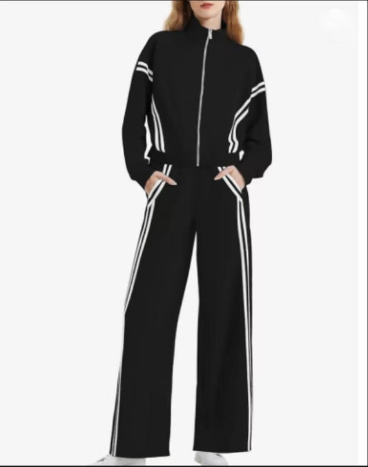 Casual Zipper Sports Two-piece Suit