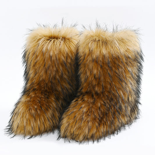 Faux Fox Fur Boots