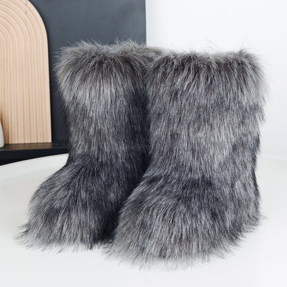 Faux Fox Fur Boots
