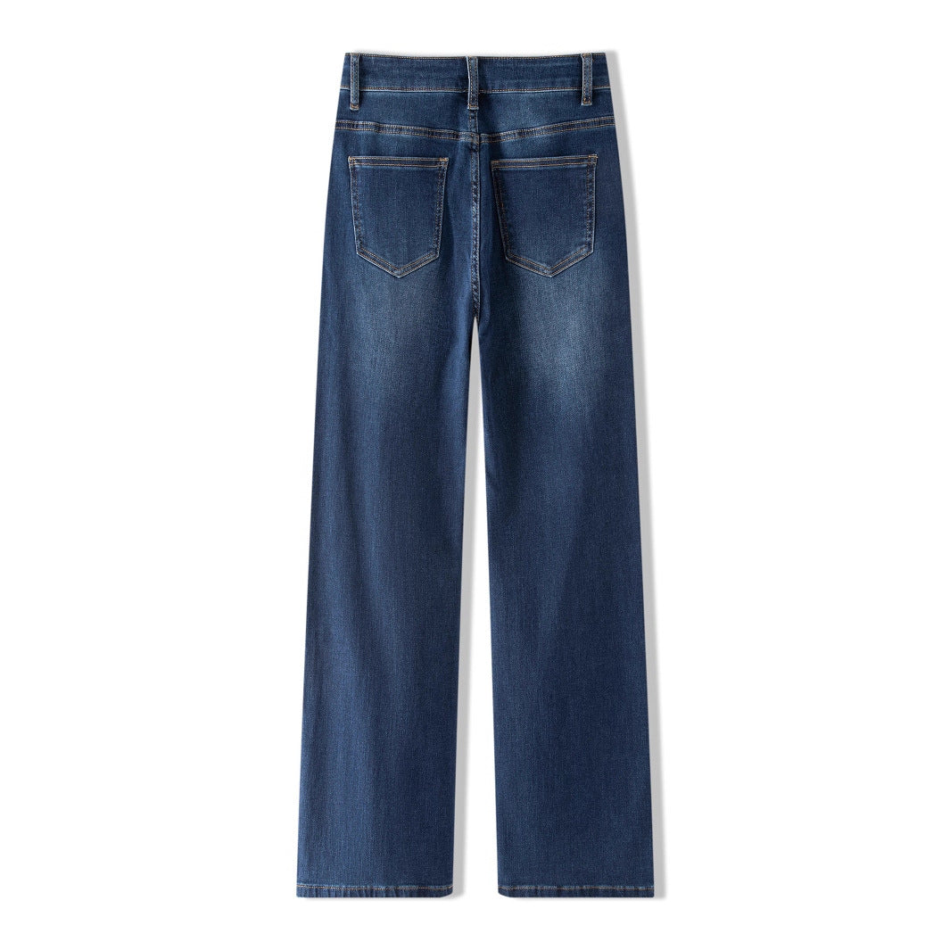 Oversized High-stretch Zipper Wide Leg Jeans