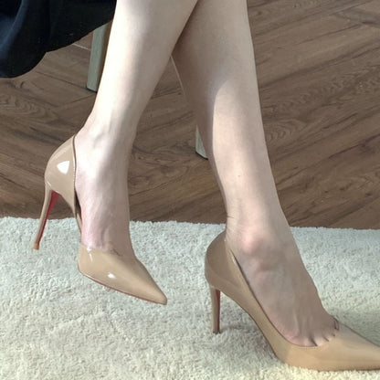 Nude Side-holstered Red-bottomed High Heels