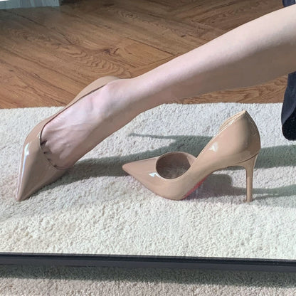 Nude Side-holstered Red-bottomed High Heels