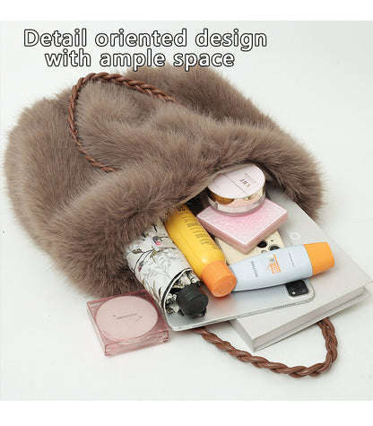 Faux Fox Fur Large Capacity Tote Bag