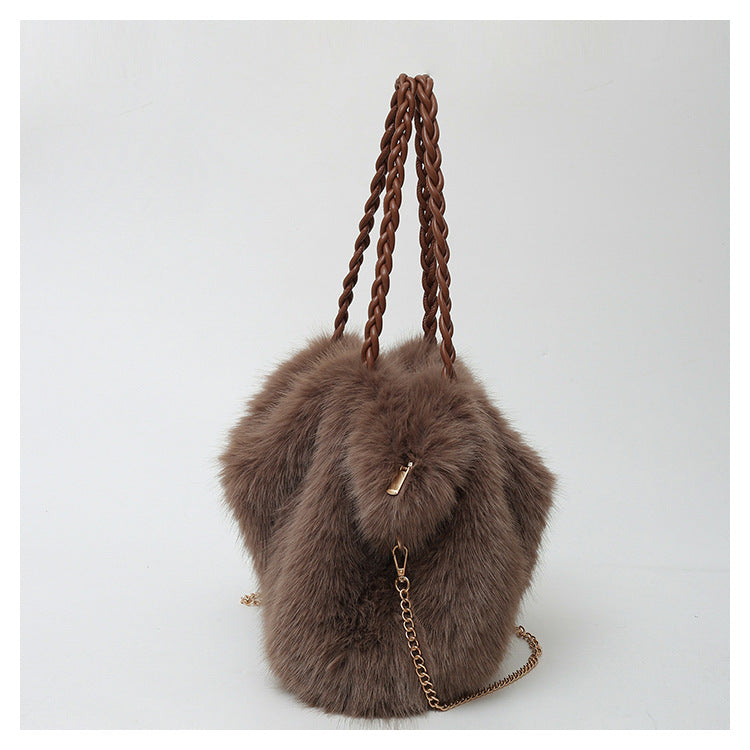 Faux Fox Fur Large Capacity Tote Bag