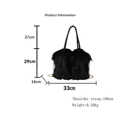 Faux Fox Fur Large Capacity Tote Bag