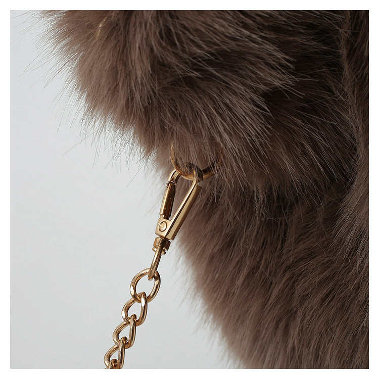 Faux Fox Fur Large Capacity Tote Bag