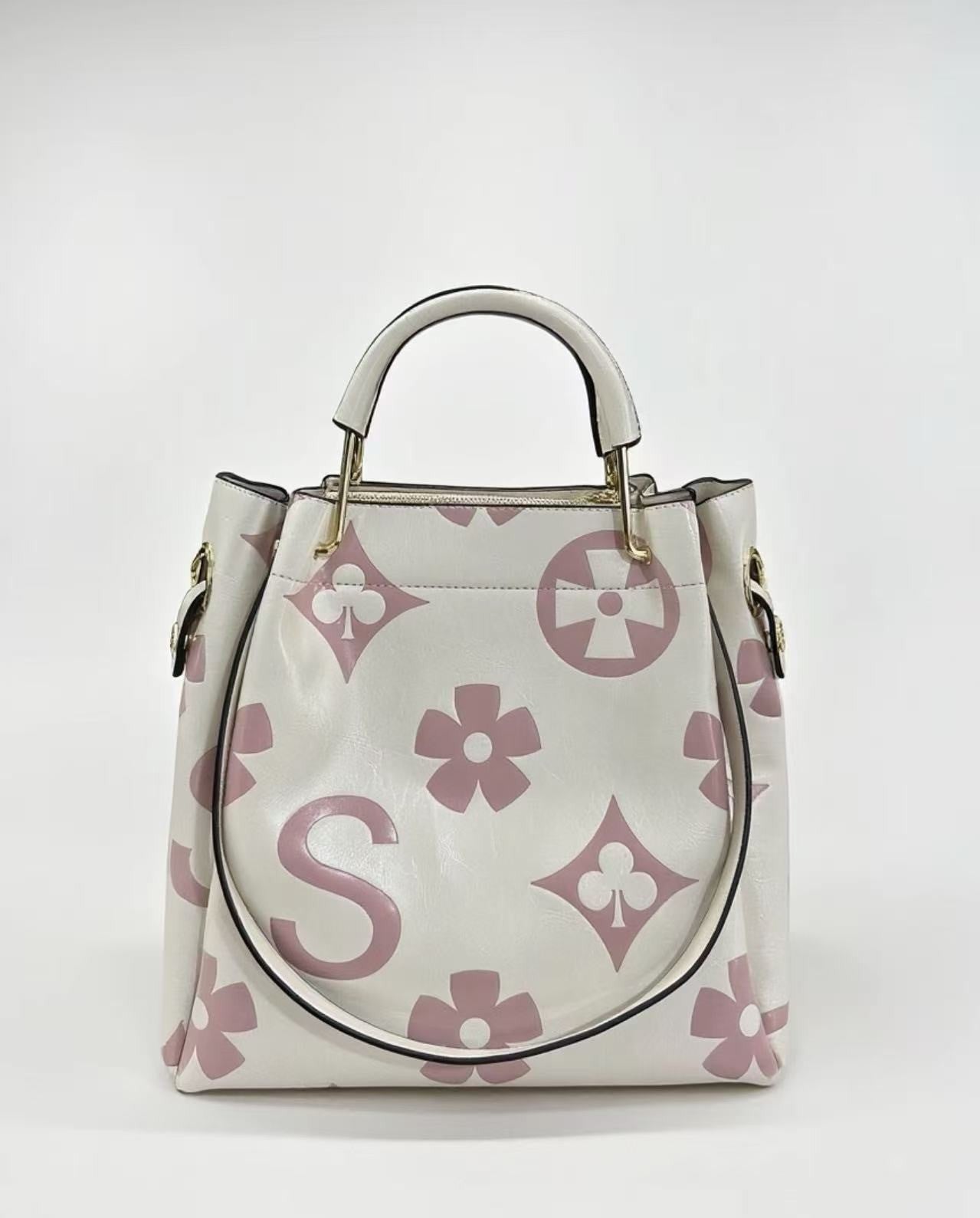 Leather Embossed Texture Bucket Handbag