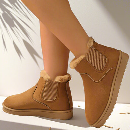Warm Round-toe Thick-soled Snow Boots With Fleece Lining