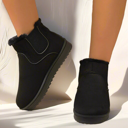 Warm Round-toe Thick-soled Snow Boots With Fleece Lining