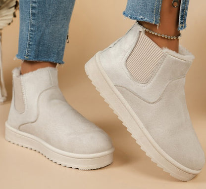Warm Round-toe Thick-soled Snow Boots With Fleece Lining