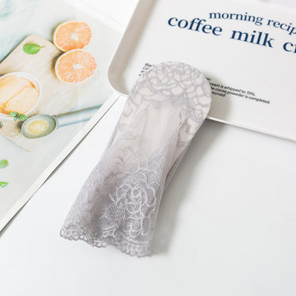 Rose-colored Cotton Lace-trimmed Short Socks