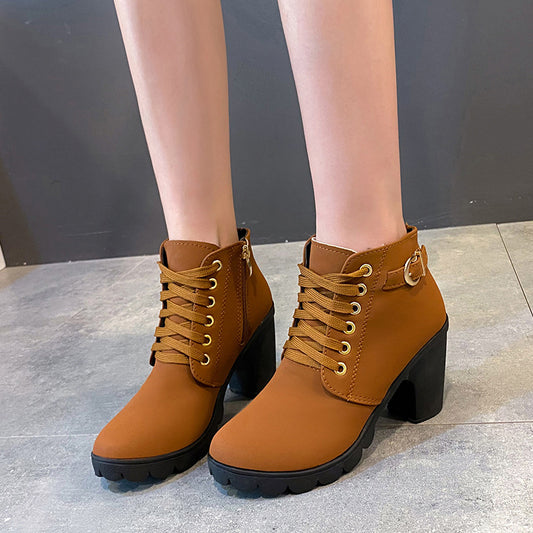 Chic Buckle Zipper Ankle Boots