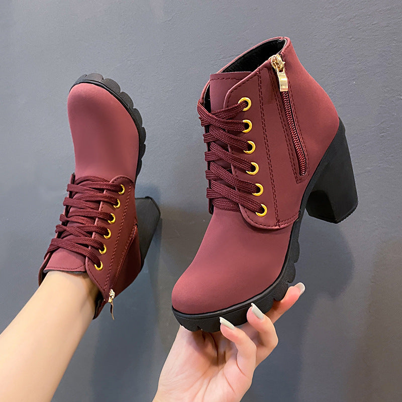 Chic Buckle Zipper Ankle Boots