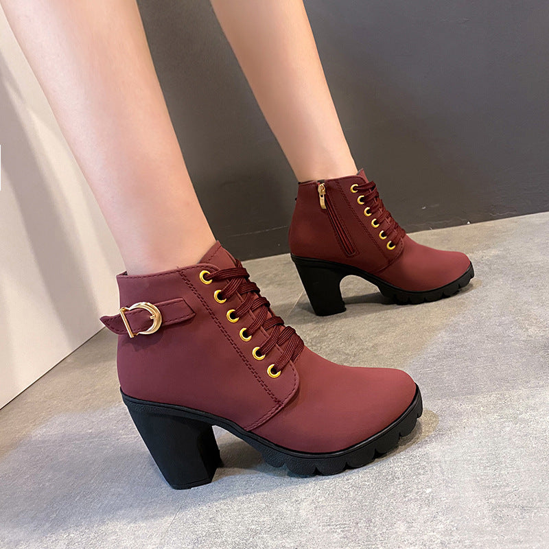 Chic Buckle Zipper Ankle Boots