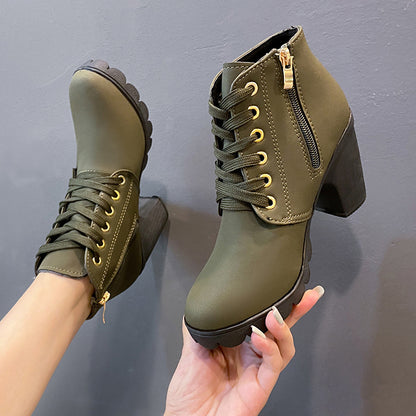 Chic Buckle Zipper Ankle Boots