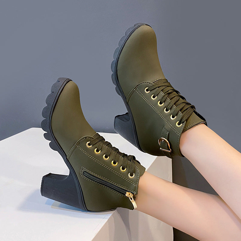 Chic Buckle Zipper Ankle Boots