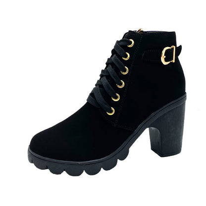 Chic Buckle Zipper Ankle Boots