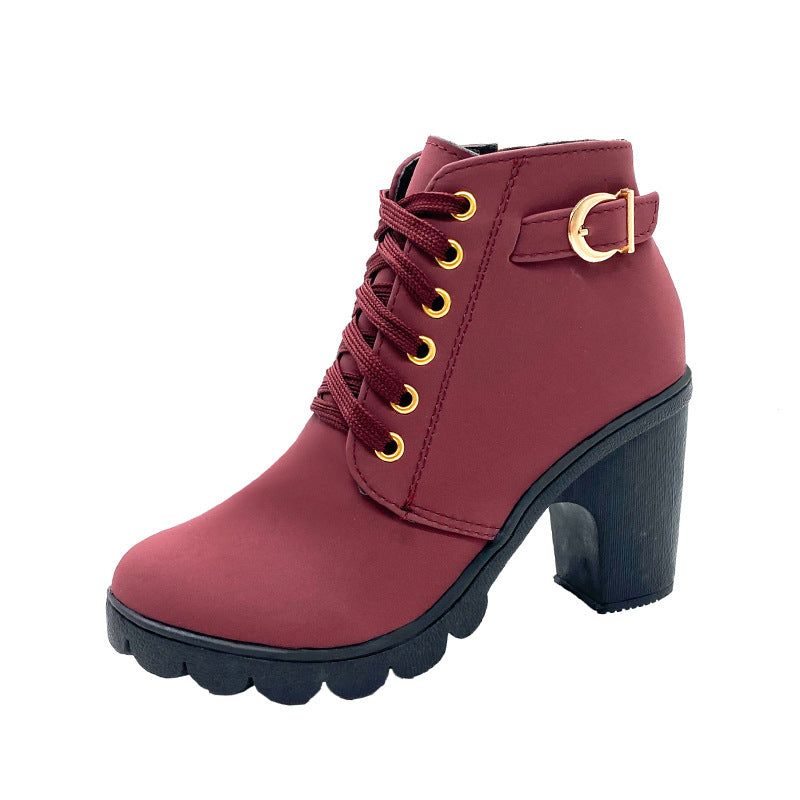 Chic Buckle Zipper Ankle Boots