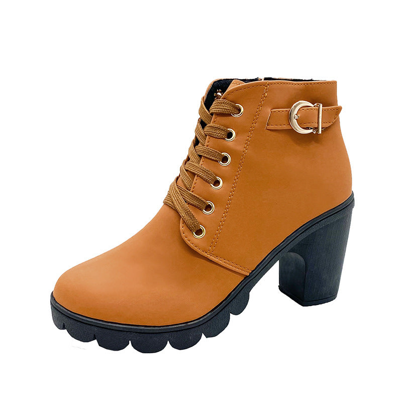 Chic Buckle Zipper Ankle Boots