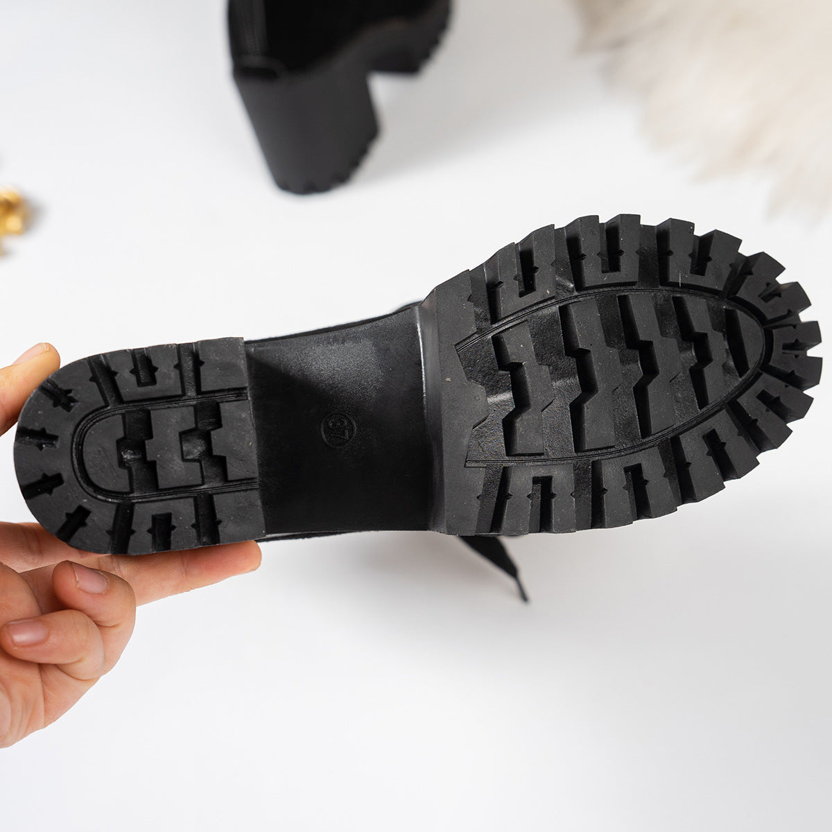 Zipper Design Embroidered Platform Ankle Boots