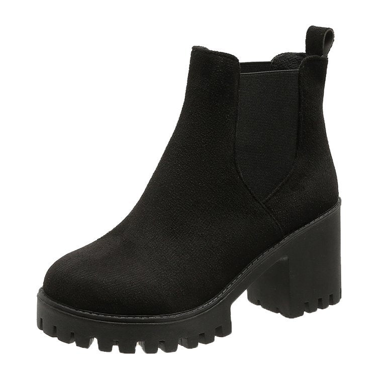 Chunky Heel Slipon Ankle Boots