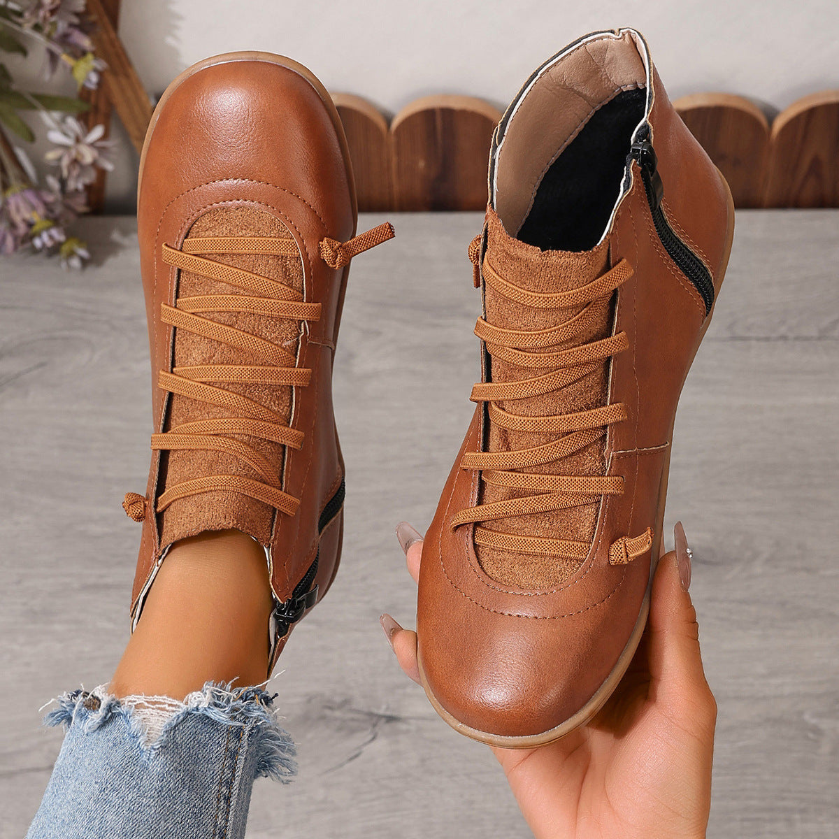 Women's Comfortable Handmade Leather Foot Support Boots