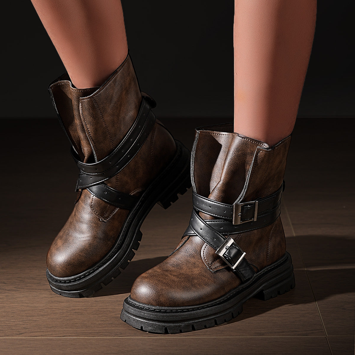 Belt Buckle Retro-style Motorcycle Boot