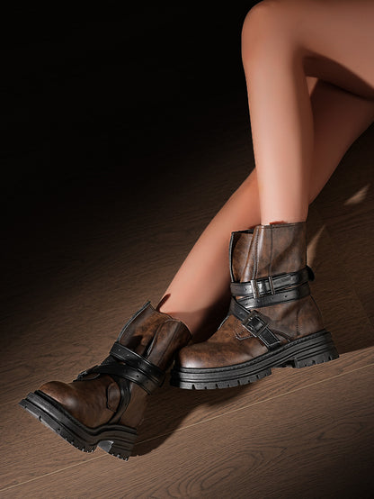 Belt Buckle Retro-style Motorcycle Boot