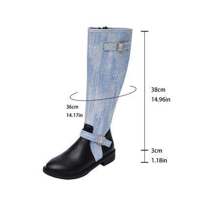 Buckle Details Vintage Knee-high Boot