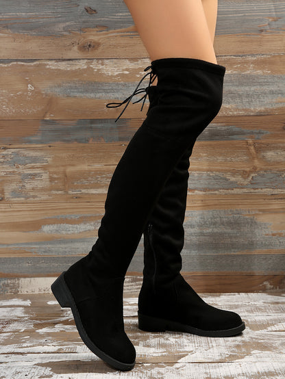 Stylish Suede Over-the-knee Stretch Chunky Heel Boot