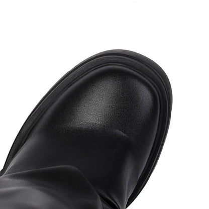 Platform Sole Metal Studded Two-way Wear Slouchy Knee-high Boot