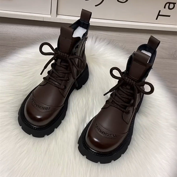 Thick And Soft Soled Fleece-lined Short Martin Boot