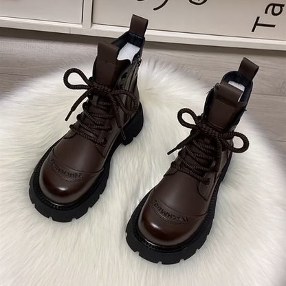 Thick And Soft Soled Fleece-lined Short Martin Boot